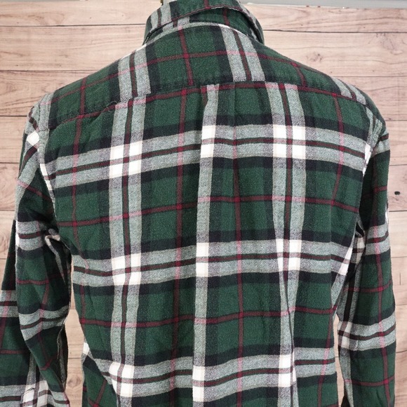 CROFT AND BARROW GREEN PLAID LONG SLEEVE FLANNEL BUTTON DOWN SHIRT MENS SZ M - Picture 4 of 5